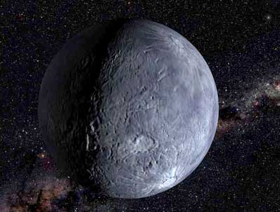 This is an artist's impression of the icy Kuiper belt object 2002 LM60, dubbed